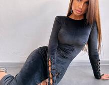 Оксамитова сукня міді зі шнурівкою | PUSHKA SHOP