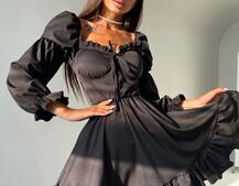 Платье с чашечками и пышной юбкой с оборками   | PUSHKA SHOP