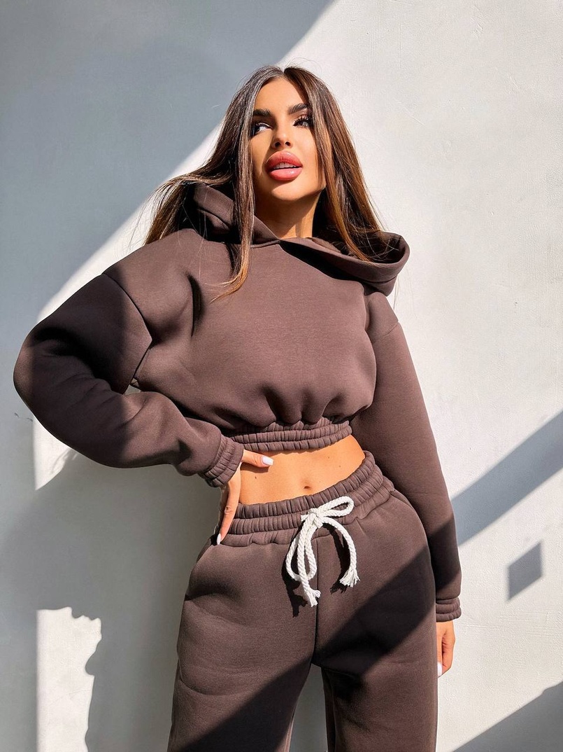 Базовий костюм на флісі з об'ємними капюшоном | PUSHKA SHOP