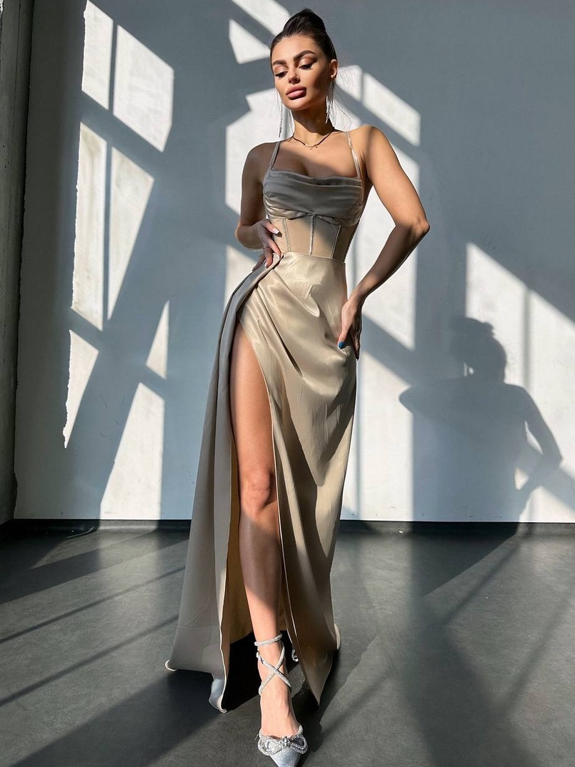 Комплект: корсет, декорований стразами + спідниця максі з драпіруванням  | PUSHKA SHOP