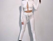 Костюм: легінси та топ з шнурівкою зі страз Костюм: легінси та топ з шнурівкою зі страз | PUSHKA SHOP