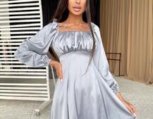 Шелковое приталенное платье со сборкой на груди Шелковое приталенное платье со сборкой на груди | PUSHKA SHOP