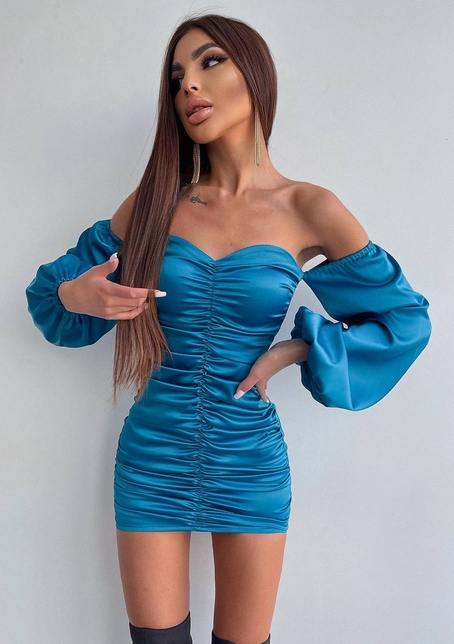 Атласна сукня з драпіруванням | PUSHKA SHOP