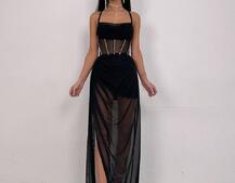 Комплект: корсет декорований стразами + спідниця максі  | PUSHKA SHOP