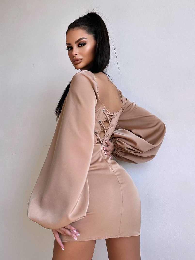 Атласний  комплект: корсет + спідниця з драпіруванням | PUSHKA SHOP