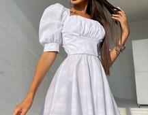 Платье с объемными рукавами из хлопка Платье с объемными рукавами из хлопка | PUSHKA SHOP