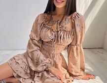 Квіткова сукня з воланами та шнуровкою по спинці Квіткова сукня з воланами та шнуровкою по спинці | PUSHKA SHOP