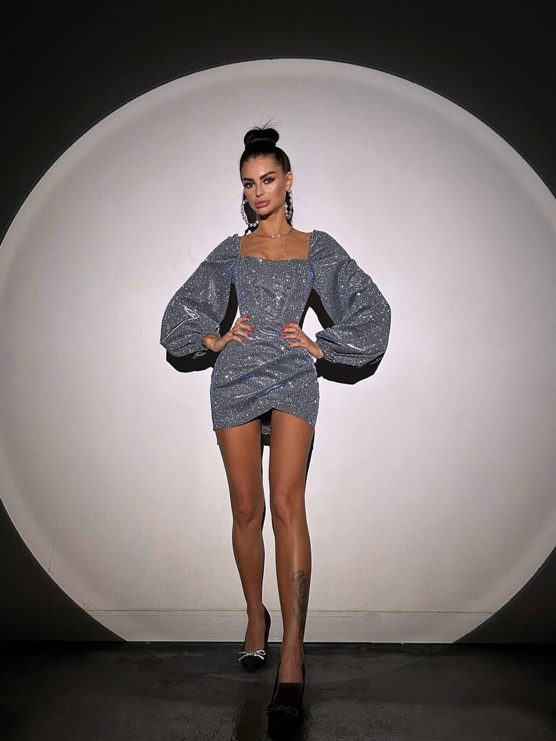 Сяючий комплект: корсет + спідниця міні з драпіруванням  | PUSHKA SHOP