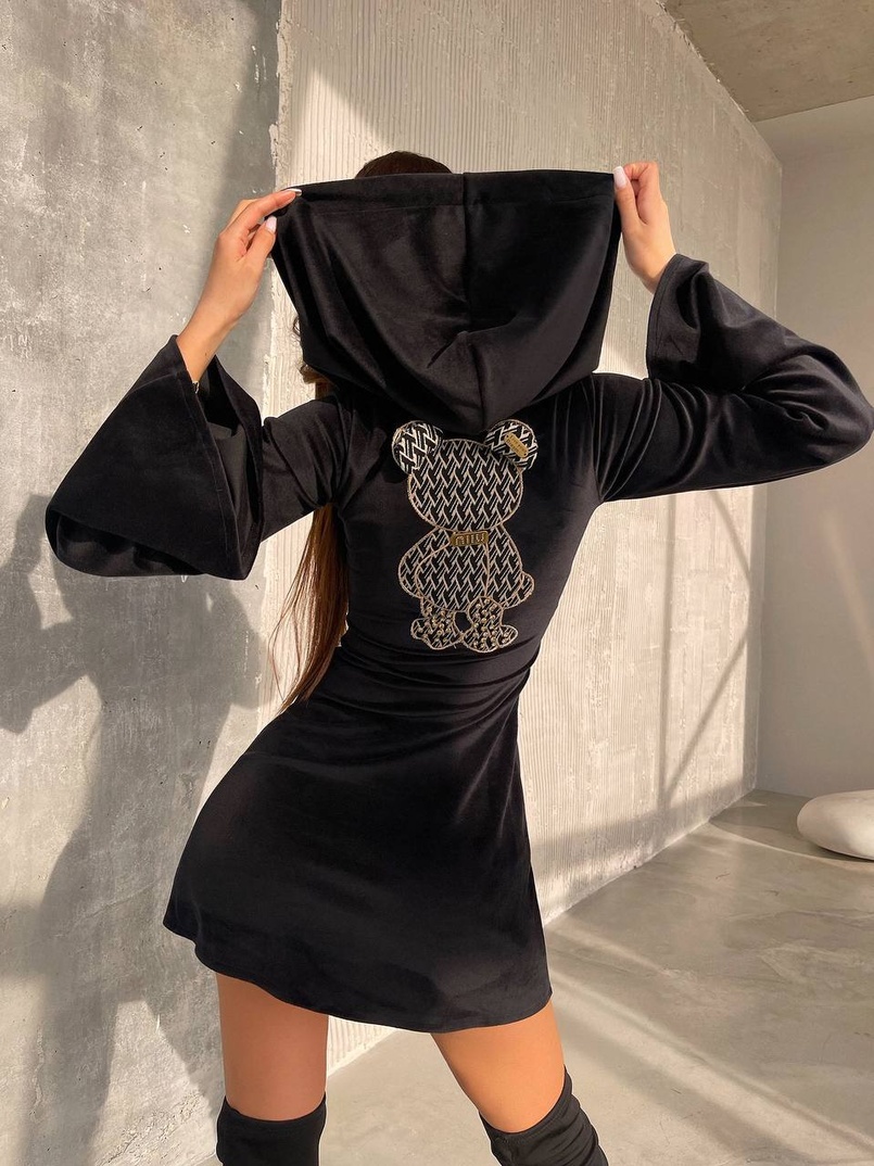 Оксамитова сукня міні з розкльошоними рукавами    | PUSHKA SHOP