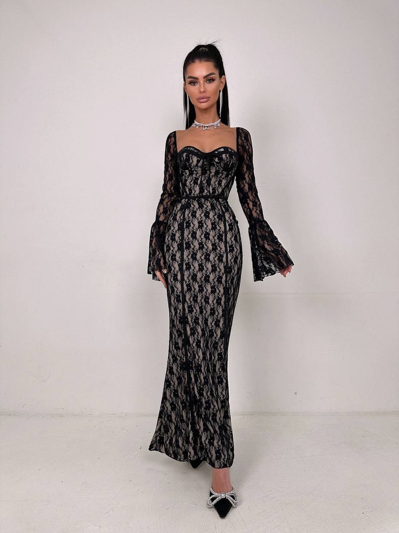 Мереживна сукня максі з чашечками    | PUSHKA SHOP