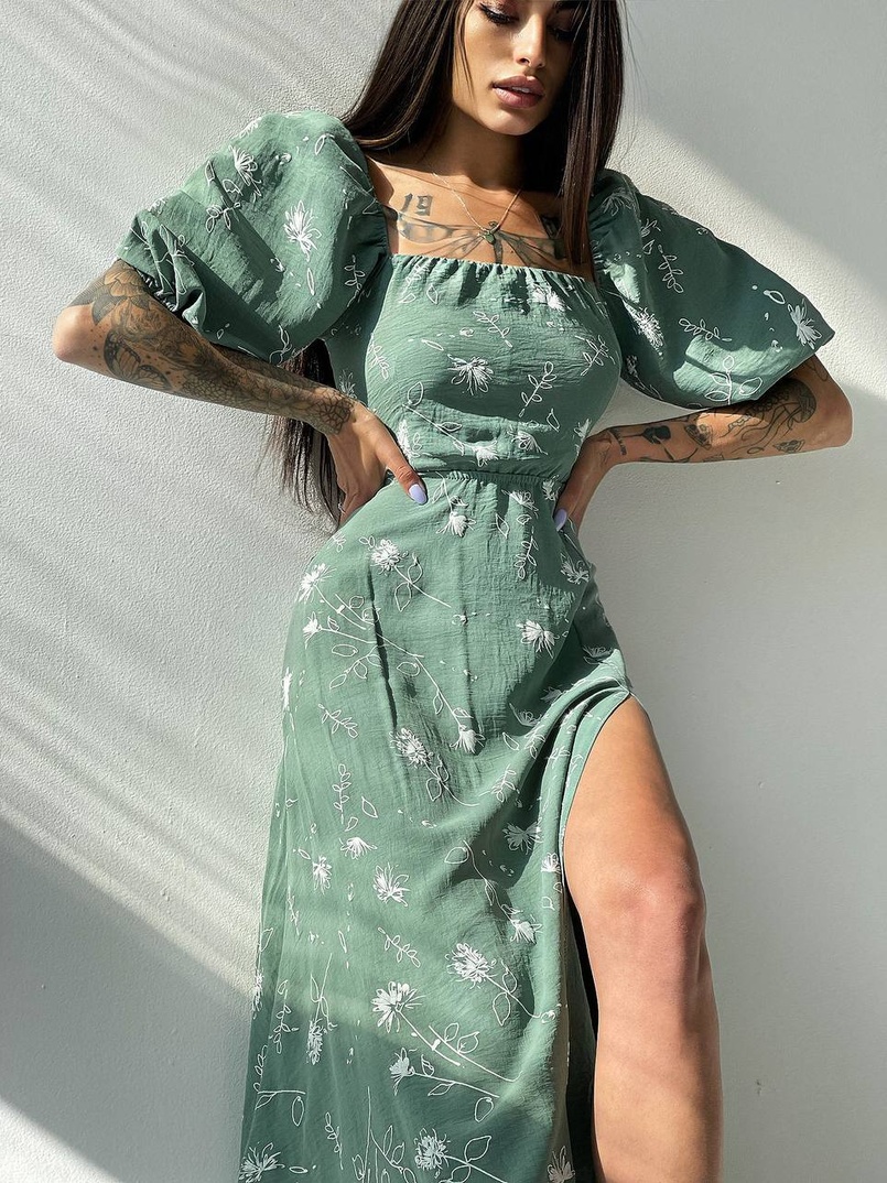 Платье миди со шнуровкой на спинке  Платье миди со шнуровкой на спинке  | PUSHKA SHOP