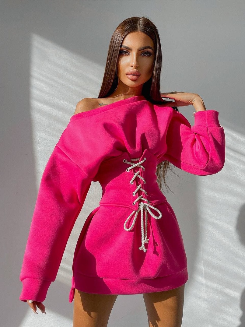 Худи на флисе + корсет на шнуровке  | PUSHKA SHOP