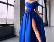 Сукня максі  з відкритими плечима та розрізом на спідниці | PUSHKA SHOP