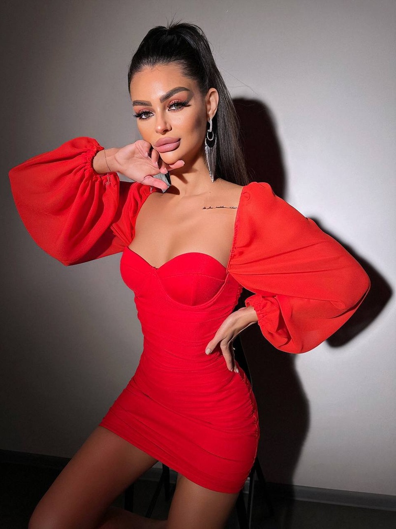 Корсетна сукня з чашечками з ефектом push up з драпіруванням   | PUSHKA SHOP