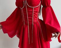 Шифонова сукня на підкладці з розкльошеними рукавами з асиметричною спідницею + корсет декорований стразами Ручна робота! Шифонова сукня на підкладці з розкльошеними рукавами з асиметричною спідницею + корсет декорований стразами Ручна робота! | PUSHKA SHOP