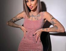 Сукня із сітки зі стразами на трикотажній підкладці  | PUSHKA SHOP