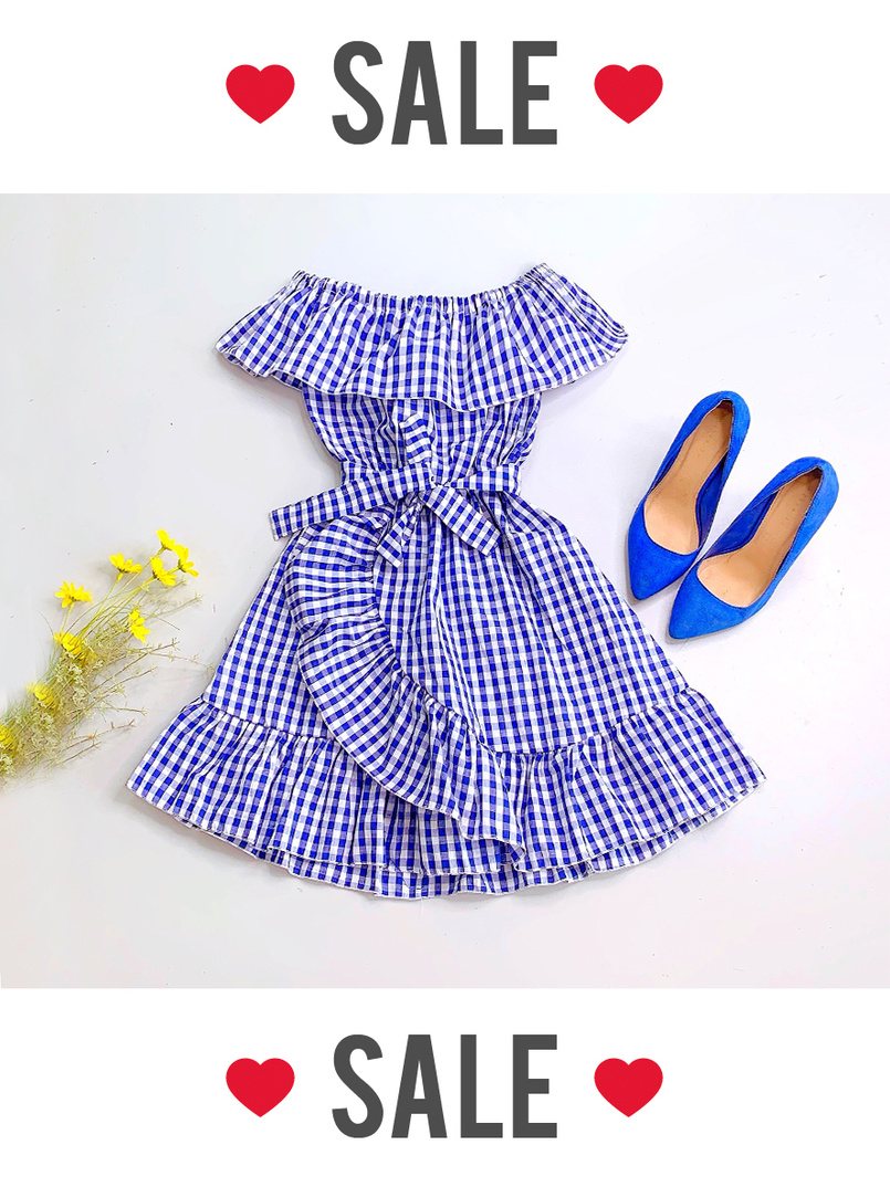 Хлопковое летнее платье в клетку | PUSHKA SHOP