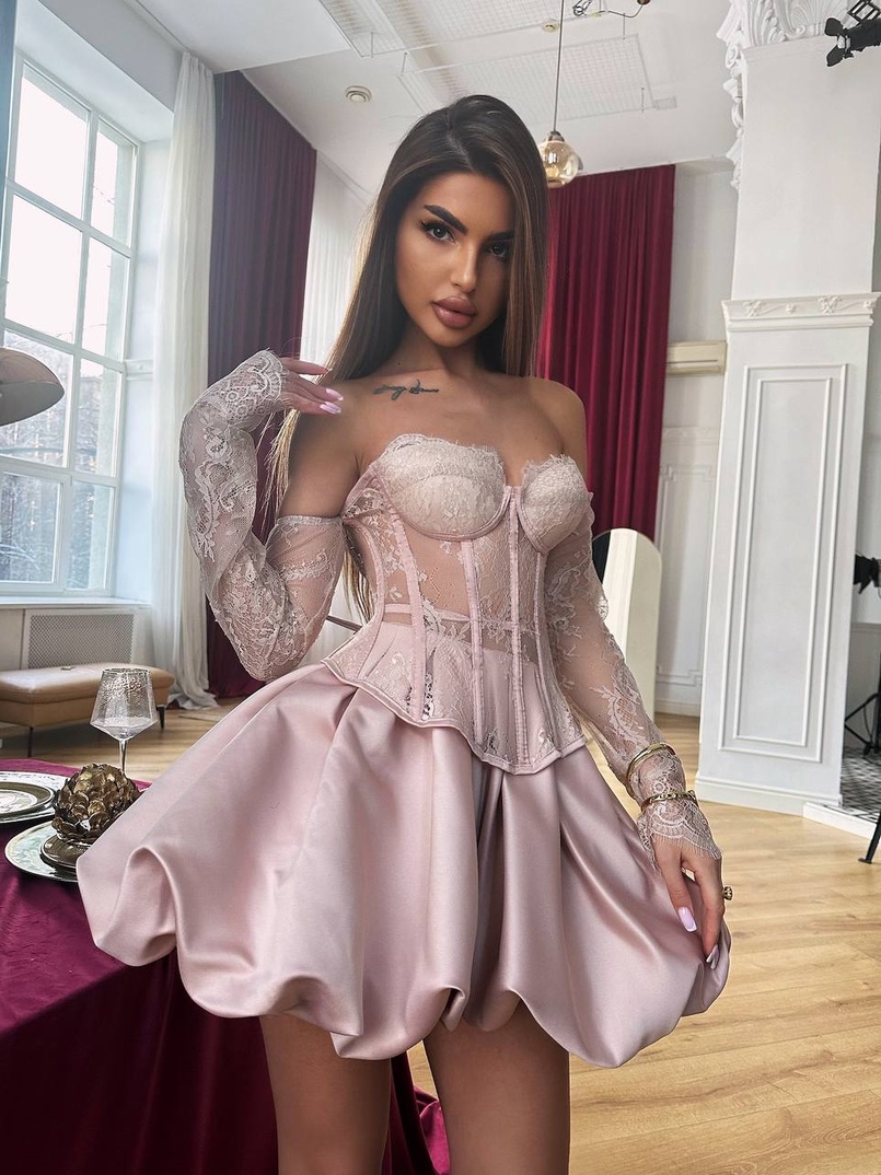 Комплект : мереживний корсет  з чашечками+ спідниця балон  | PUSHKA SHOP