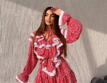 Сукня з квітковим принтом декорована мереживом    | PUSHKA SHOP