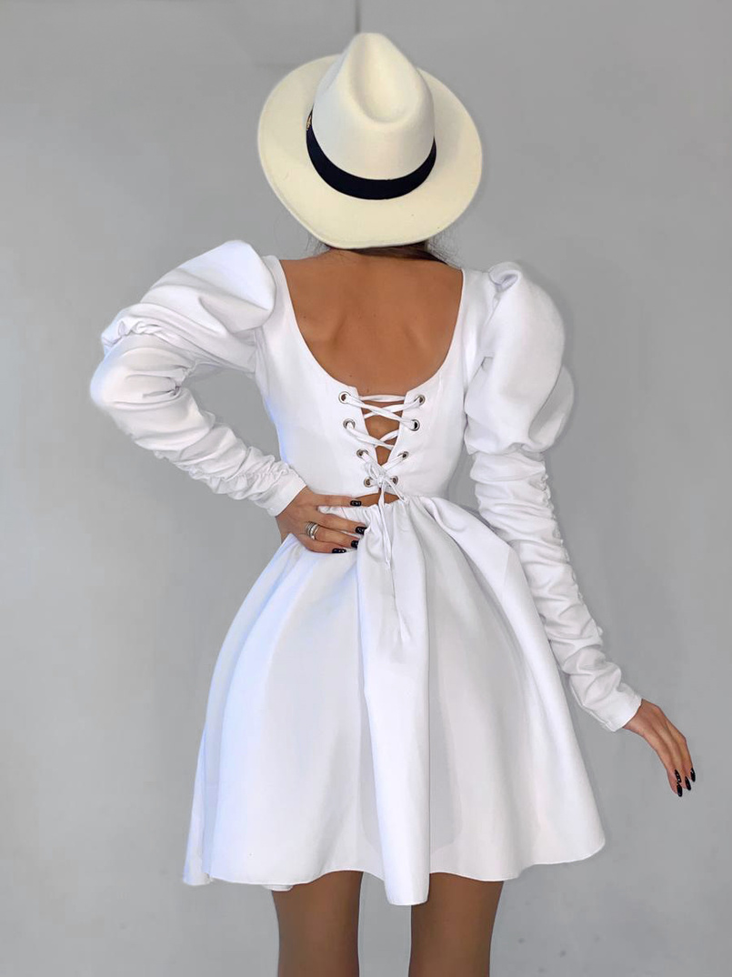 Платье-бюстье с объёмными рукавами и корсетными элементами На косточках, сзади на шнуровке. Платье-бюстье с объёмными рукавами и корсетными элементами На косточках, сзади на шнуровке. | PUSHKA SHOP