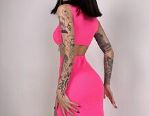 Комплект: топ з бахромою зі страз та спідниця з розрізом Комплект: топ з бахромою зі страз та спідниця з розрізом | PUSHKA SHOP