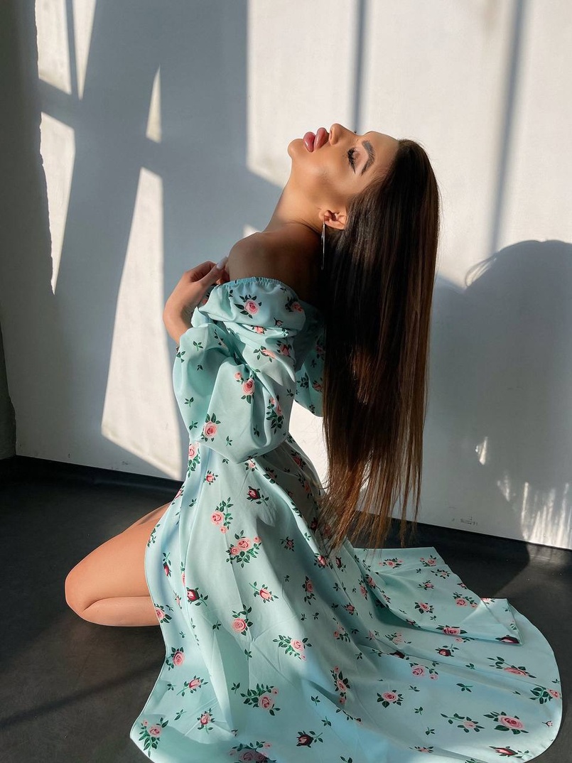 Сукня міді з квітковим принтом  | PUSHKA SHOP