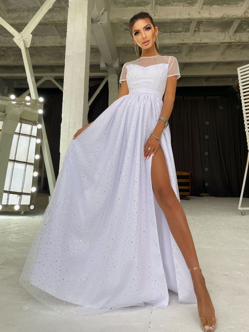 Платье-макси  с голографическими  блестками | PUSHKA SHOP