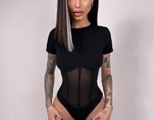 Трикотажне боді з сітчастою вставкою | PUSHKA SHOP