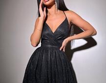 Блискуча сукня з пишною спідницею та шнурівкою на спинці | PUSHKA SHOP