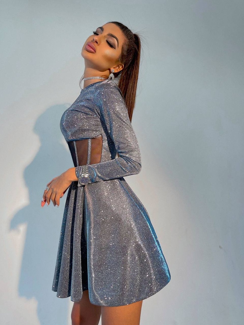 Приталена блискуча сукня з корсетною вставкою та пишною спідницею-сонцем | PUSHKA SHOP