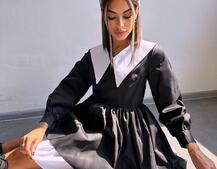 Котонова сукня з комірцем + бант  | PUSHKA SHOP