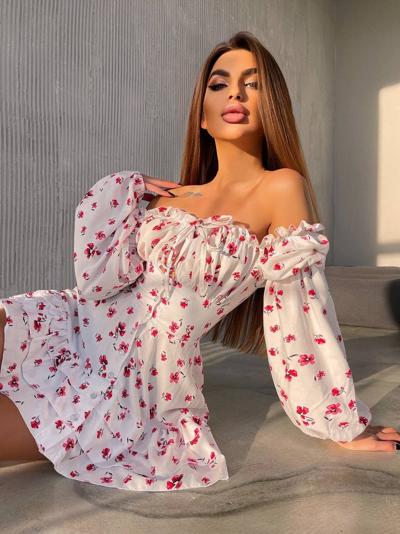 Сукня з воланами та шнурівкою  по спинці | PUSHKA SHOP