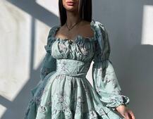 Квіткова сукня з воланами та шнуровкою по спинці | PUSHKA SHOP