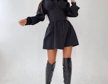 Платье-рубашка с корсетом на косточках со шнуровкой | PUSHKA SHOP