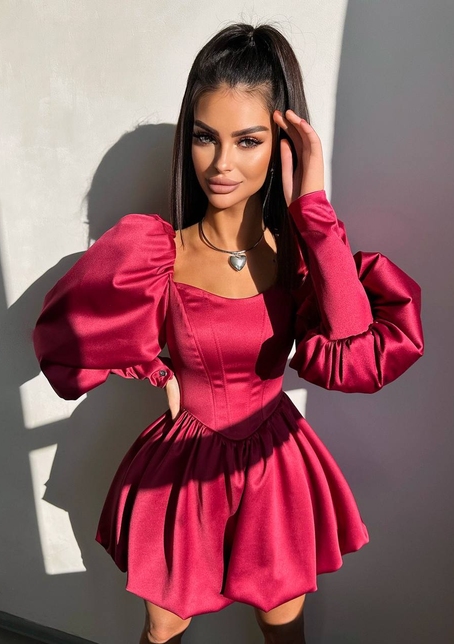 Сукня з обʼємними рукавами та спідницею балоном  Сукня з обʼємними рукавами та спідницею балоном  | PUSHKA SHOP