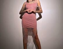 Сукня із сітки зі стразами на трикотажній підкладці  | PUSHKA SHOP