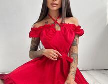 Муслиновое платье мини с корсетной вставкой на талии с косточками  Муслиновое платье мини с корсетной вставкой на талии с косточками  | PUSHKA SHOP