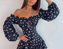 Сукня з квітковим принтом з воланами на ґудзиках Сукня з квітковим принтом з воланами на ґудзиках | PUSHKA SHOP