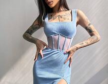 Сукня-міді  з елементами корсету   | PUSHKA SHOP