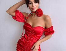 Сукня - міні з драпіруванням та трояндою-чокером | PUSHKA SHOP