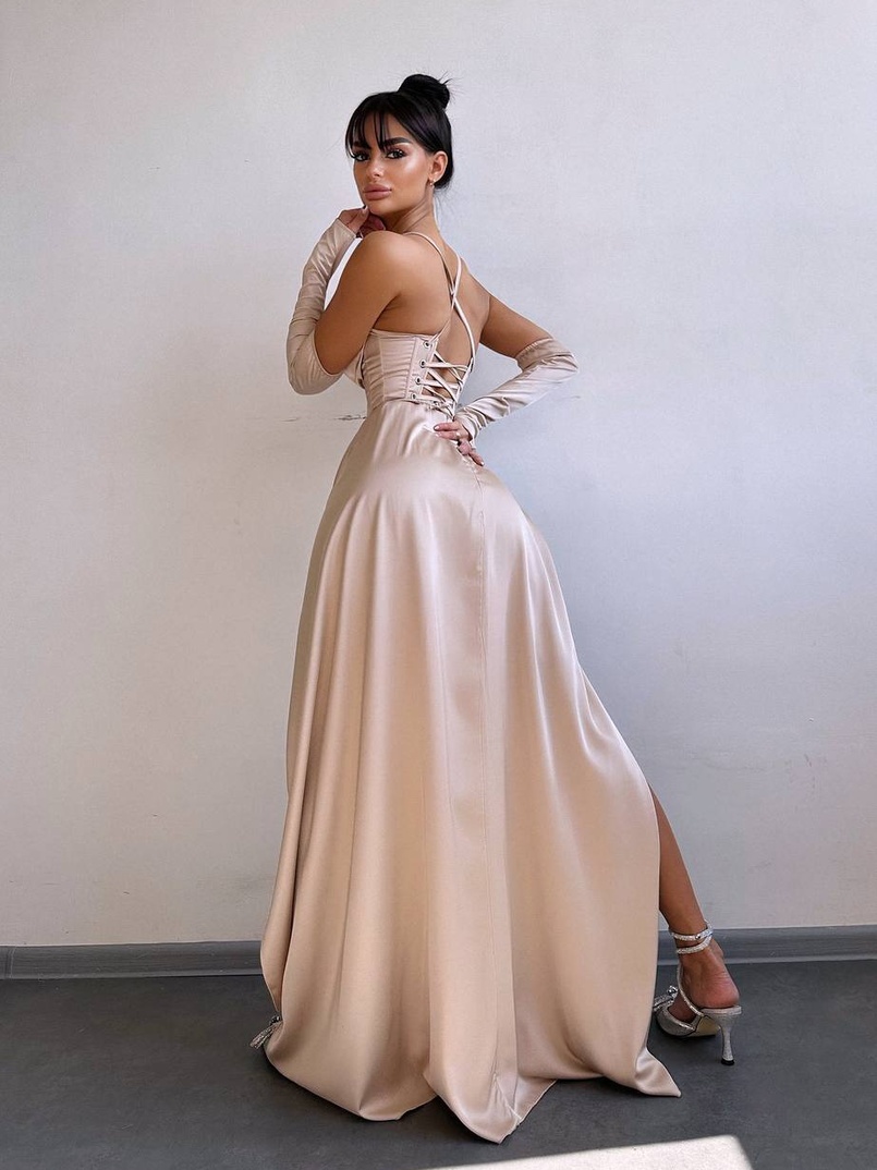 Комплект: корсет з рукавичками + спідниця максі з драпіруванням   | PUSHKA SHOP