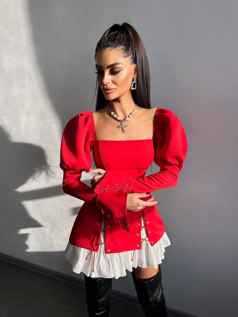 Сукня з об'ємними рукавами + спідниця з воланами Сукня з об'ємними рукавами + спідниця з воланами | PUSHKA SHOP