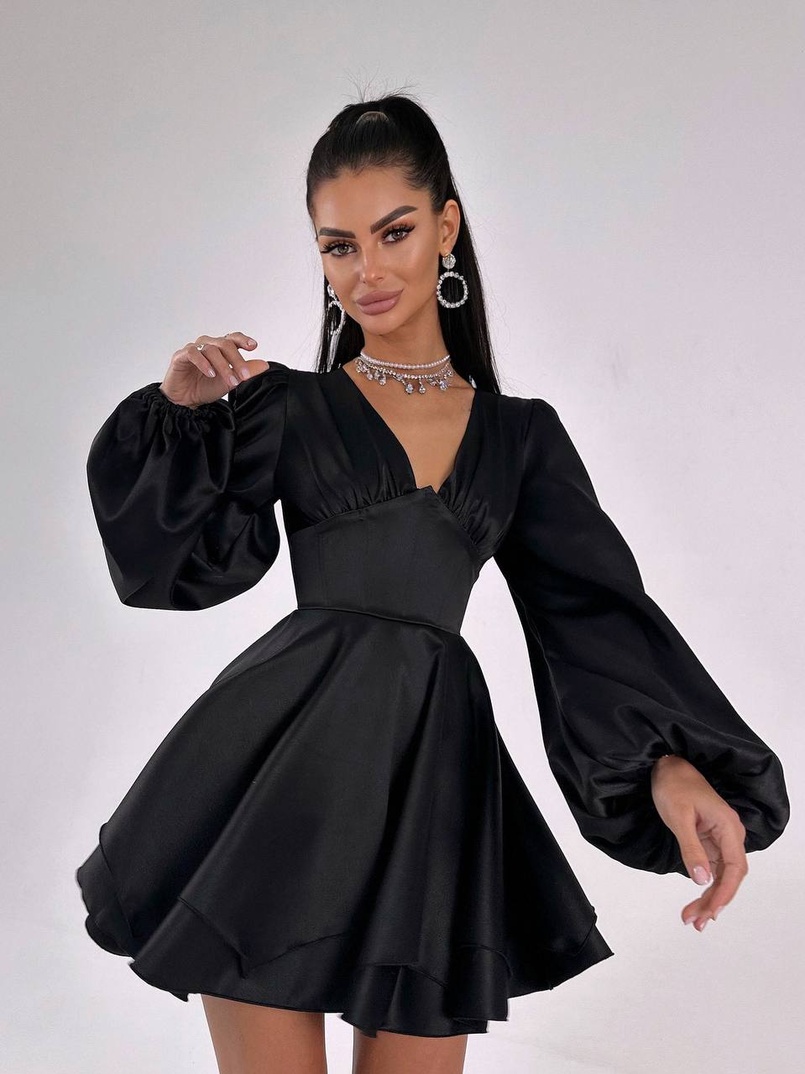Атласна корсетна сукня  з пишною подвійною спідницею  | PUSHKA SHOP