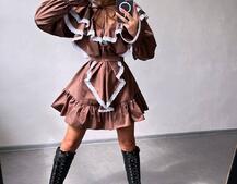 Котонова сукня декорована мереживом    | PUSHKA SHOP