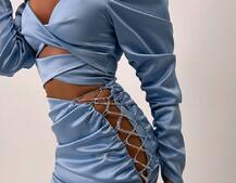 Сукня міні з драпіруванням, декорована стразами  | PUSHKA SHOP