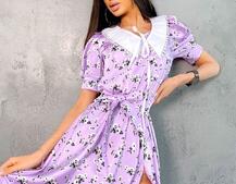 Шелковое платье со съёмным воротничком  | PUSHKA SHOP