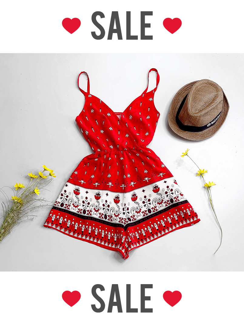 Летний ромпер на бретелях  | PUSHKA SHOP