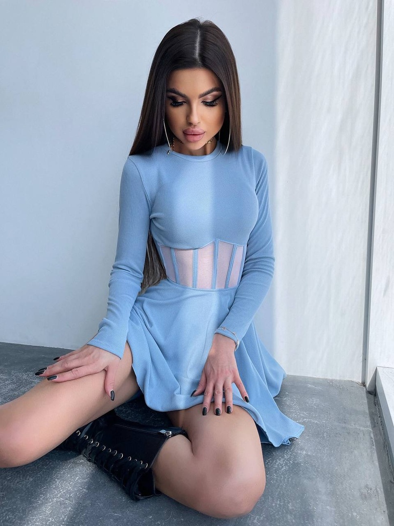 Приталена сукня з корсетною вставкою та спідницею-сонцем Приталена сукня з корсетною вставкою та спідницею-сонцем | PUSHKA SHOP