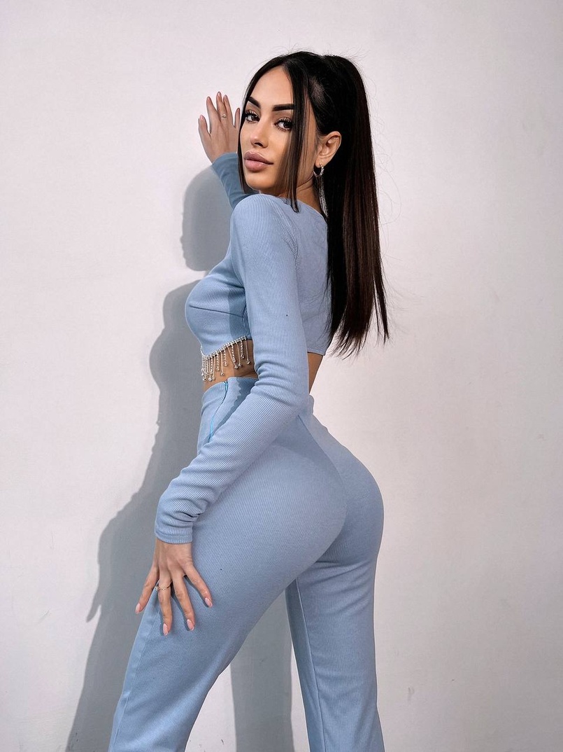 Комплект : штани кльош і топ , декорований бахромою зі страз Ручна робота | PUSHKA SHOP