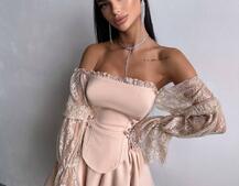 Сукня з корсетом декорована мереживом  | PUSHKA SHOP